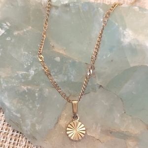 Vintage D'Orlan goldtone minimalist small circle pendant necklace